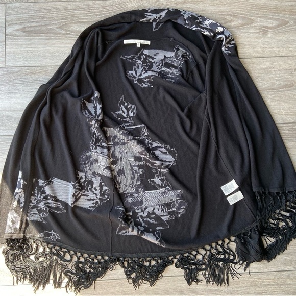 Rachel Roy Boho  Tassel Animal Pattern Lightweight Cardigan - Picture 11 of 16